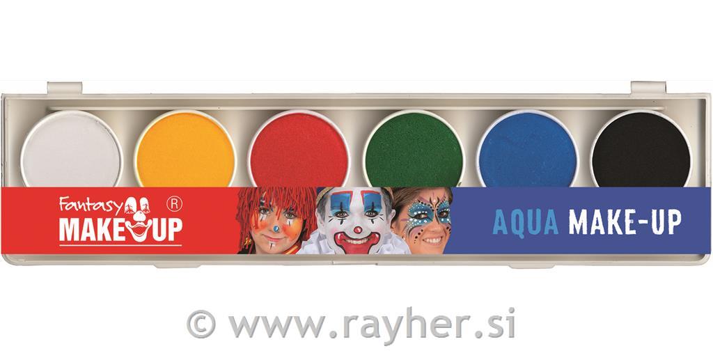 Barva za obraz in telo Fantasy set 6 barv po 4g, 2x čopič