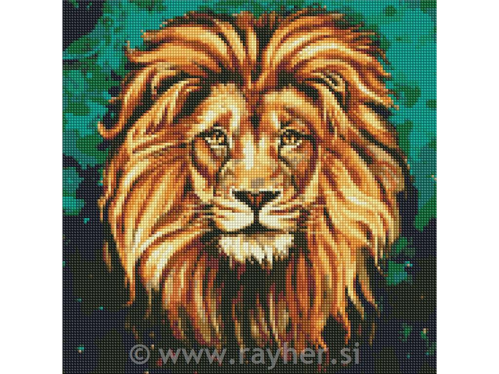 Diamantni mozaik, Luxurious lion, 40x40 cm