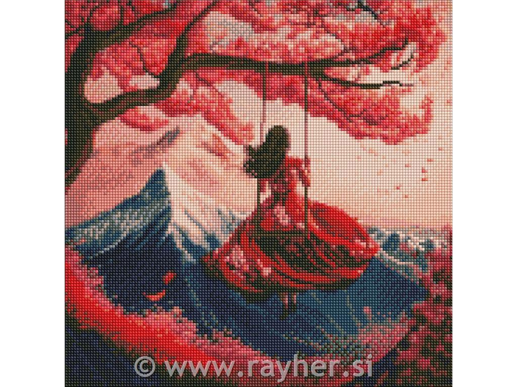 Diamantni mozaik, Flying on a swing, 40x40 cm