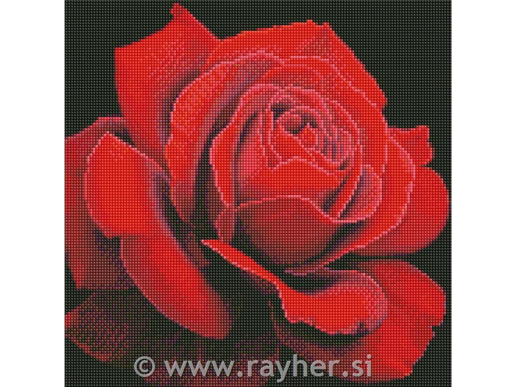 Diamantni mozaik, Red rose, 40x40 cm
