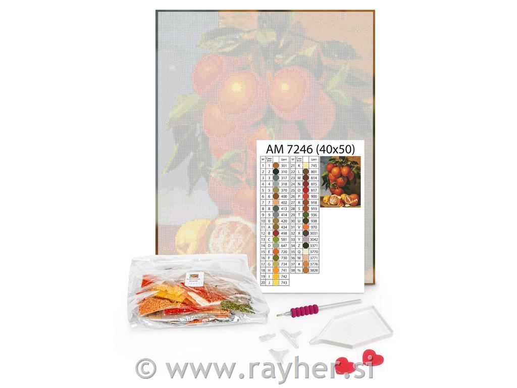 Diamantni mozaik, Red rose, 40x40 cm