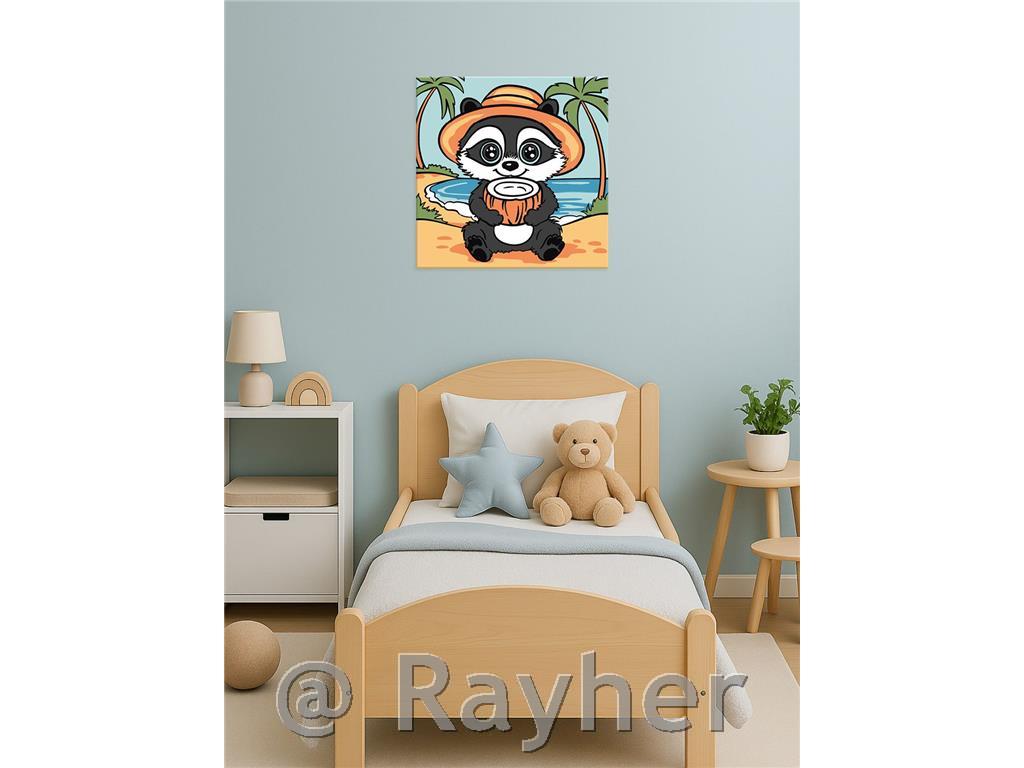 Slikanje po številkah Kids, Raccoon and coconut, 25x25 cm