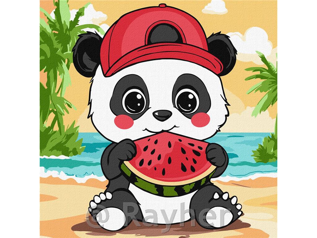 Slikanje po številkah, Summer. Panda with a watermelon