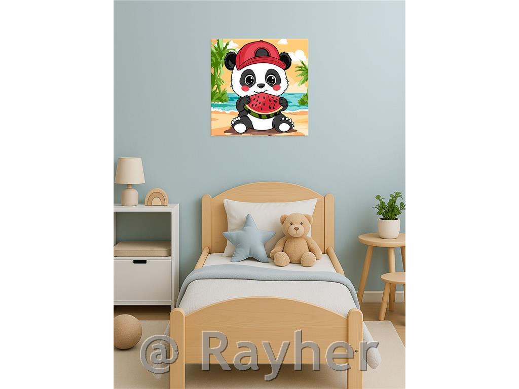 Slikanje po številkah Kids, Panda with watermelon, 25x25 cm