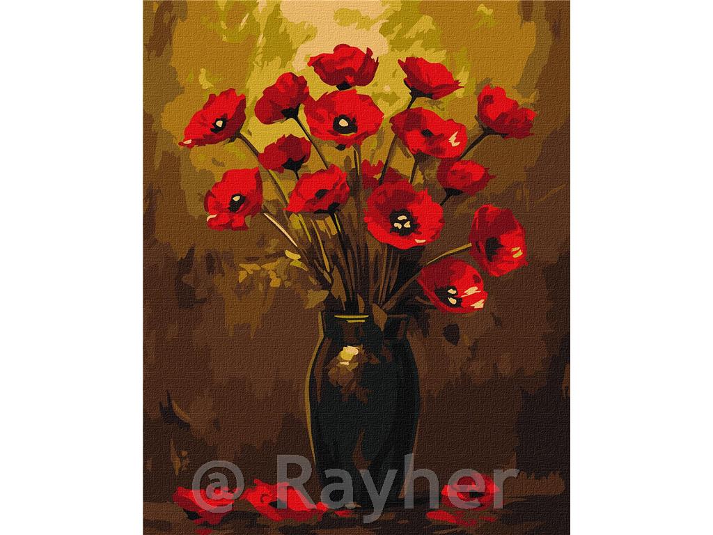 Slikanje po številkah, Bouquet of poppies, s kovinskimi barvami