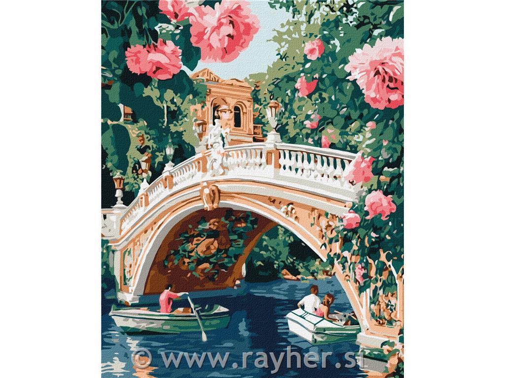 Slikanje po številkah, Bridge and flowers, 40x50 cm
