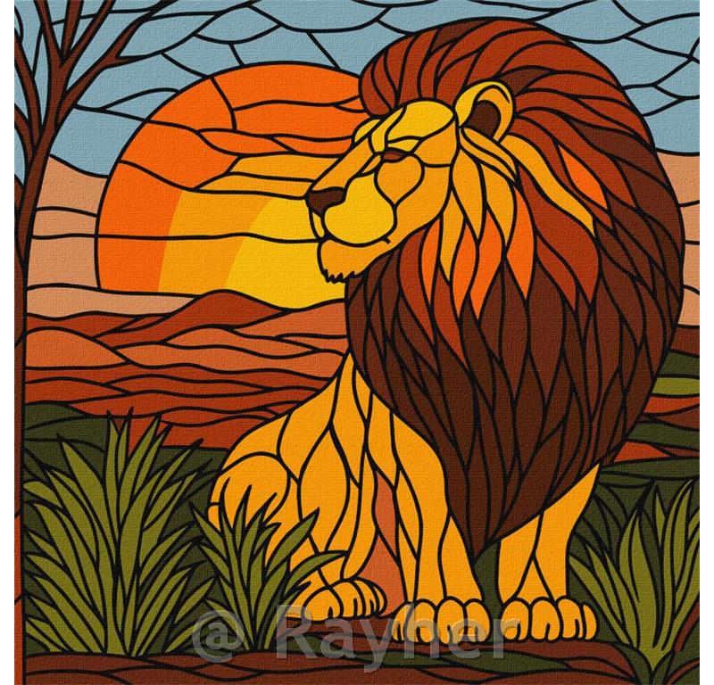 Slikanje po številkah, Stained glass window Lion