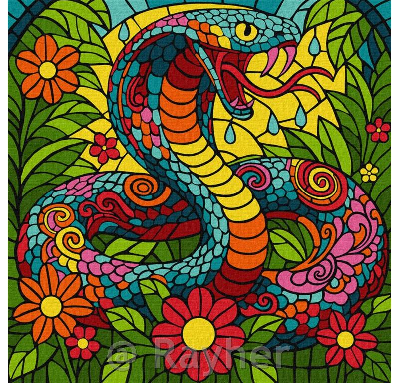 Slikanje po številkah, Stained glass window Tropical cobra