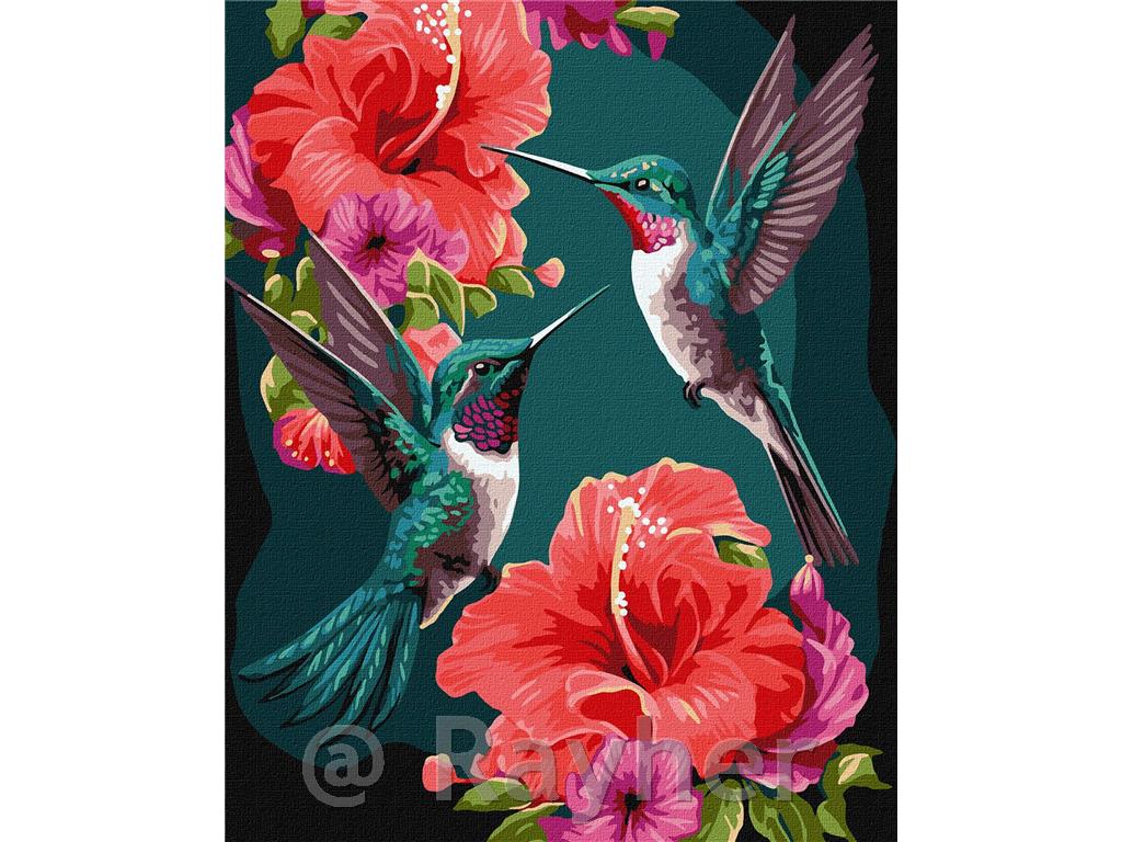 Slikanje po številkah, Emerald hummingbirds, s kovinskimi barvami