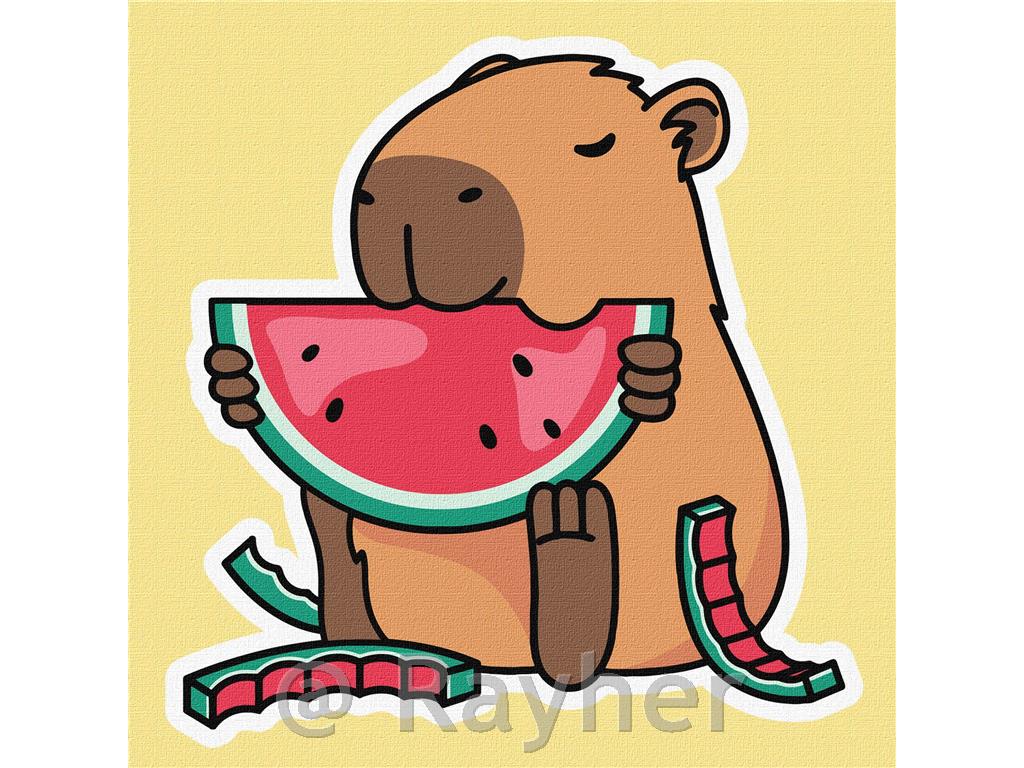 Slikanje po številkah Kids, Capybara and watermelon, 40x40cm