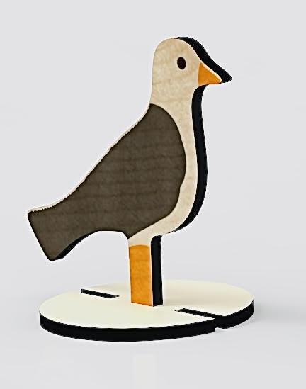 Ptiček, lesena oblika, v: 6,5 cm d: 6 cm