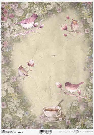 DECOUPAGE PAPIR RIŽEV A4, VINTAGE PTIČKI