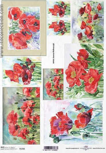 DECOUPAGE PAPIR RIŽEV A4, MAK