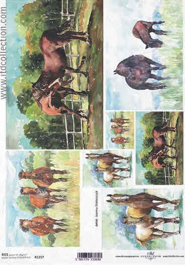 DECOUPAGE PAPIR RIŽEV A4, KONJI