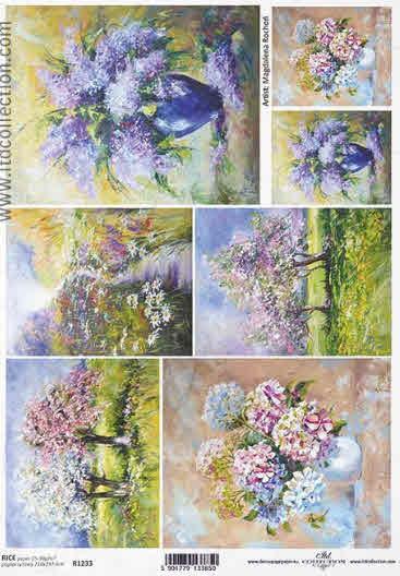 DECOUPAGE PAPIR RIŽEV A4, CVETJE