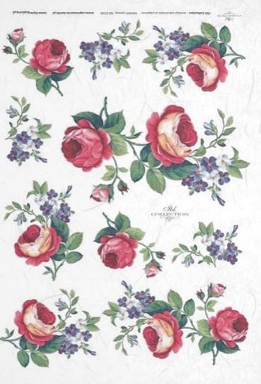 DECOUPAGE PAPIR RIŽEV A4,VRTNICE Z MODRI