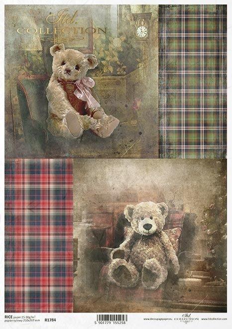 Decoupage papir, rižev A4, Medvedki karo
