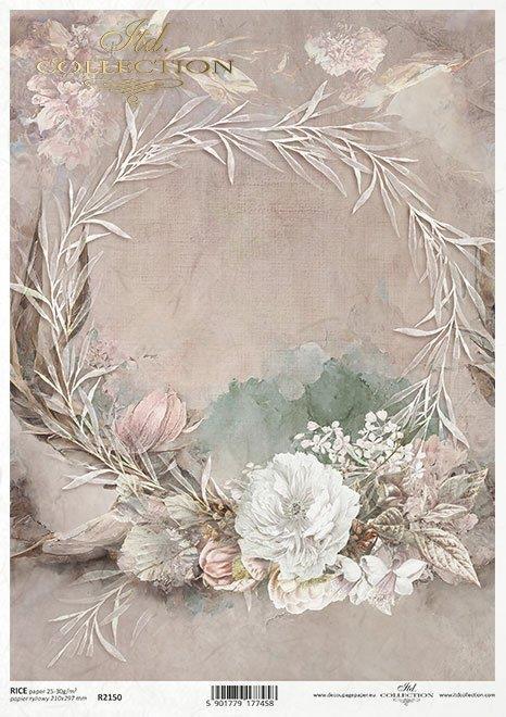 Decoupage papir, rižev A4, Venec
