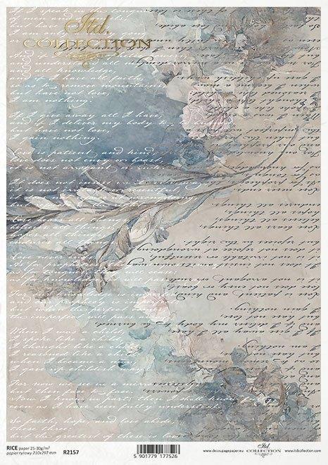 Decoupage papir, rižev A4, Pisava