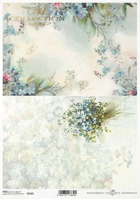 Decoupage papir, rižev A4, Spominčice 3