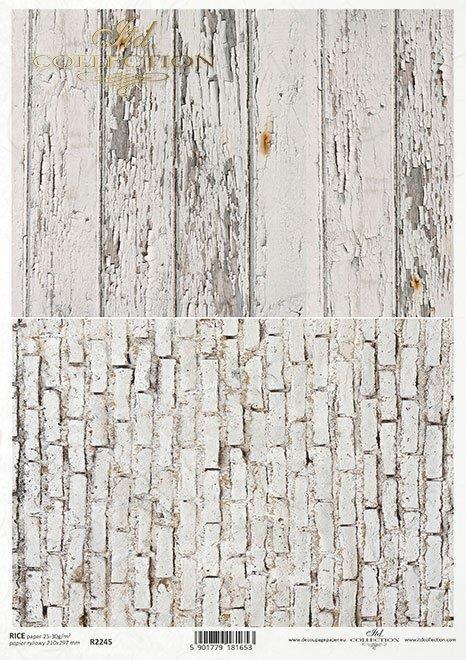 Decoupage papir, rižev A4, Les, opeka