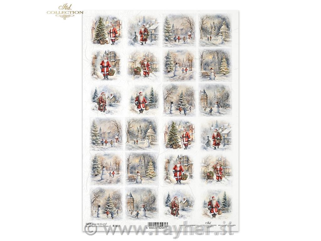 Decoupage papir, rižev A4, Božične scene, 24 motivov, II