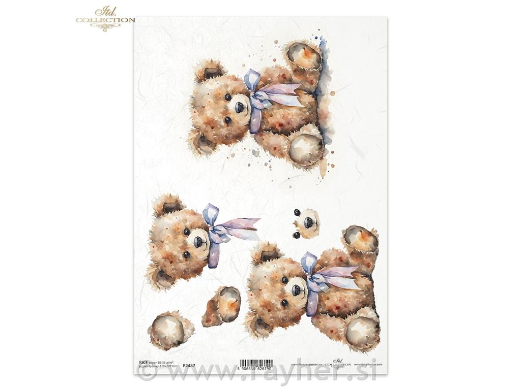 Decoupage papir, rižev A4, Medvedek