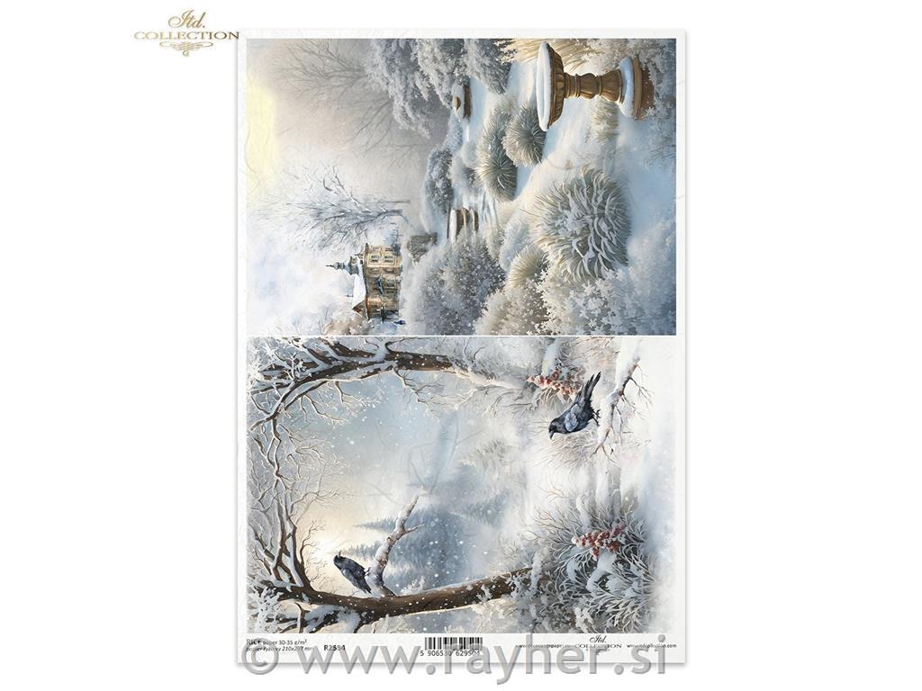 Decoupage papir, rižev A4, Zim.pokrajina