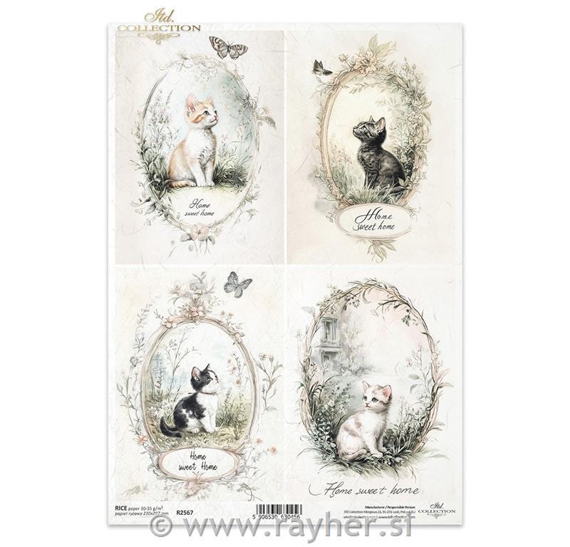 Decoupage papir, rižev A4, Mucki