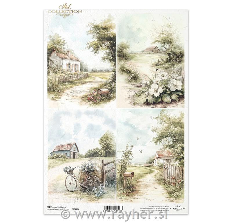 Decoupage papir, rižev A4, Podeželje 1