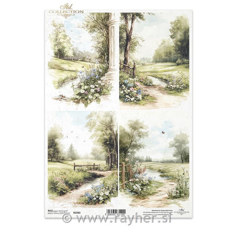Decoupage papir, rižev A4, Podeželjske poti