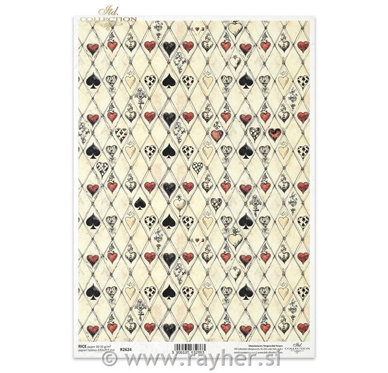 Decoupage papir, rižev A4, Pikov as II