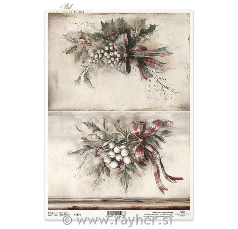 Decoupage papir, rižev A4, Šopek omele