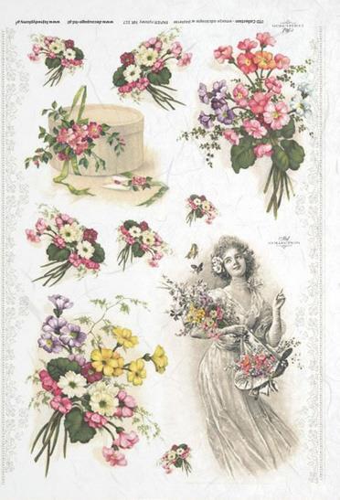 DECOUPAGE PAPIR RIŽEV A4, CVETJE&DEKLE