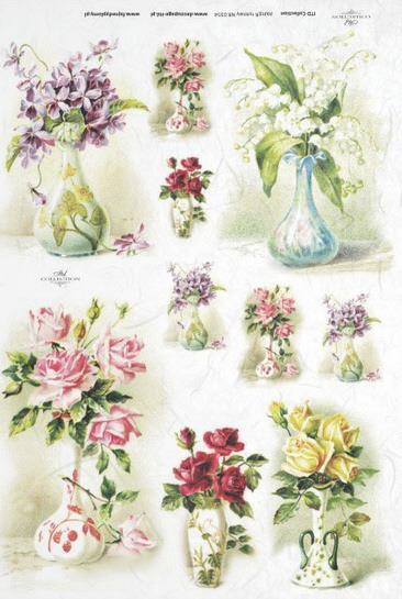 DECOUPAGE PAPIR RIŽEV A4, CVETJE V VAZI