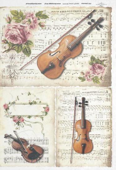 DECOUPAGE PAPIR RIŽEV A4,VIOLINA&NOTE
