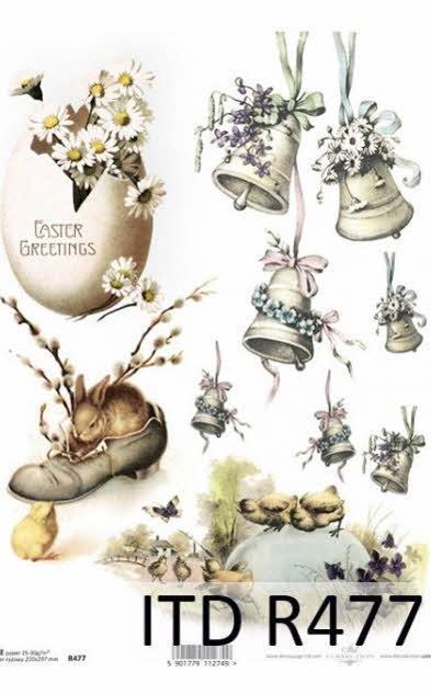 DECOUPAGE PAPIR RIŽEV A4,JAJČEK&ZVONČKI