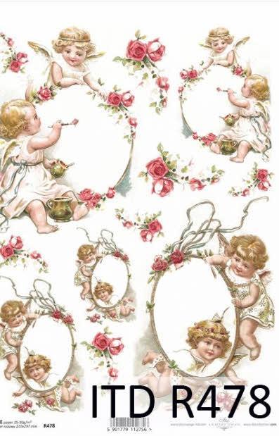 DECOUPAGE PAPIR RIŽEV A4,ANGELI&VRTNICE