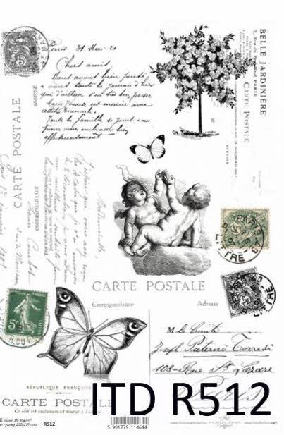 DECOUPAGE PAPIR RIŽEV A4,CARTE POSTALE