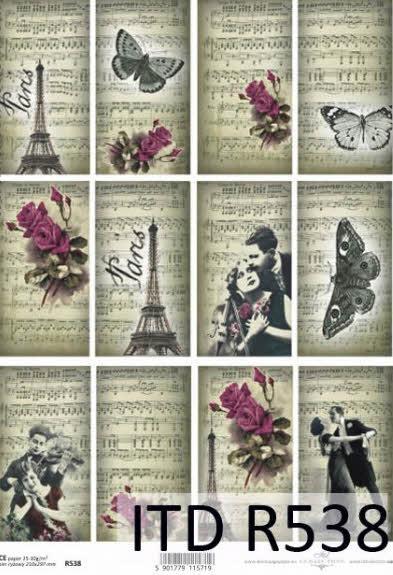 DECOUPAGE PAPIR RIŽEV A4,PARIS&NOTE