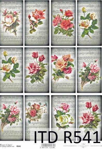 DECOUPAGE PAPIR RIŽEV A4,VRTNICE&NOTE