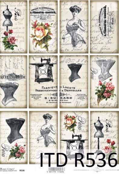 DECOUPAGE PAPIR RIŽEV A4, ZA DAME