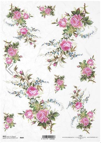 DECOUPAGE PAPIR RIŽEV A4, ROZA VRTNICE