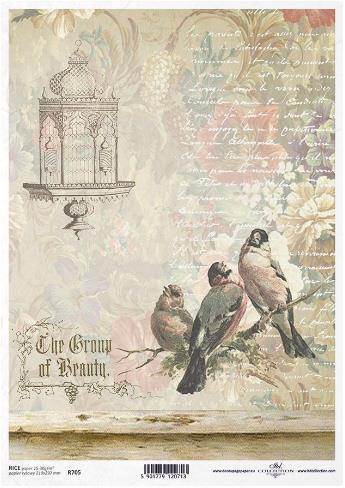 DECOUPAGE PAPIR RIŽEV A4, PTIČKI