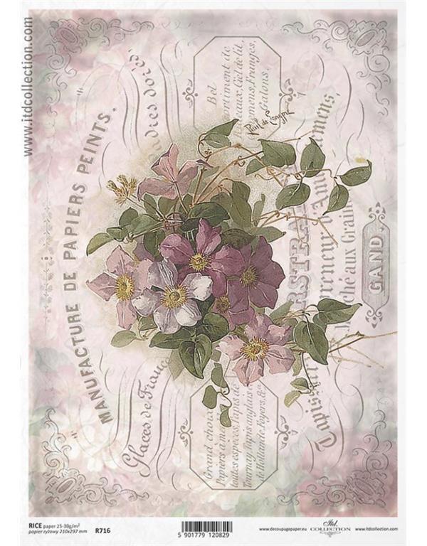 DECOUPAGE PAPIR RIŽEV A4,VIJOLIČNO CVETJE