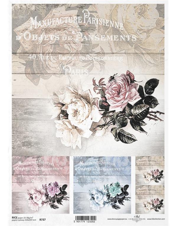 DECOUPAGE PAPIR RIŽEV A4, VRTNICE