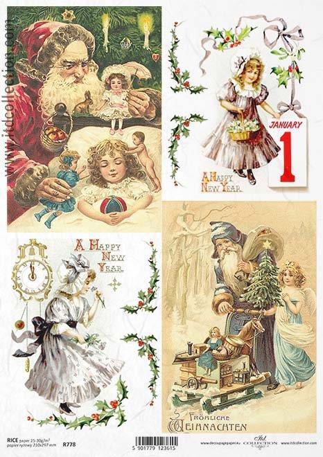 DECOUPAGE PAPIR RIŽEV A4,BOŽIČEK&MIKLAVŽ