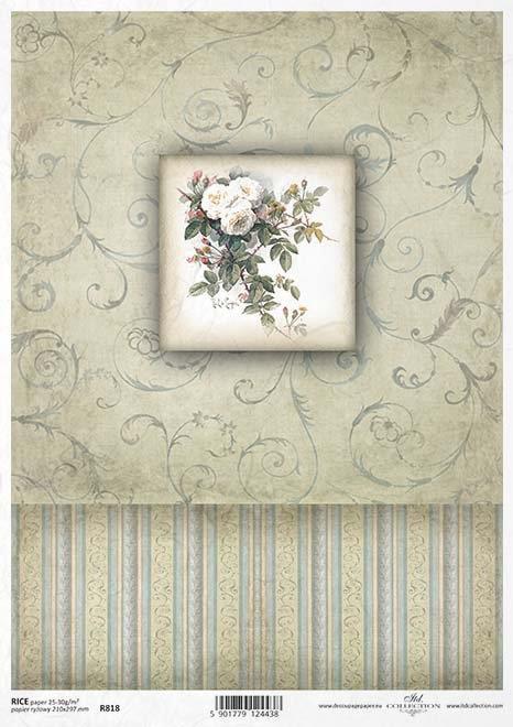 DECOUPAGE PAPIR RIŽEV A4,VINTAG. ELEGANT