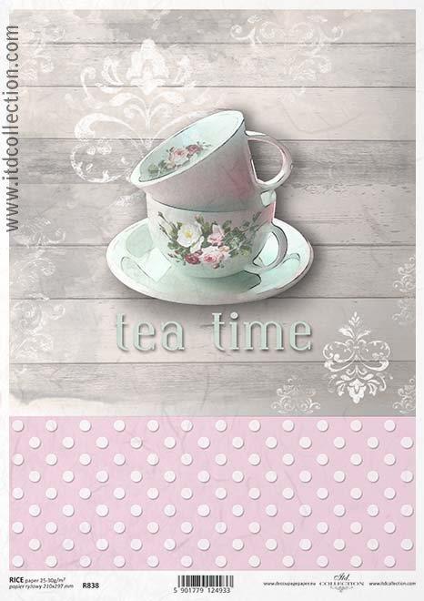 DECOUPAGE PAPIR RIŽEV A4,TEA TIME