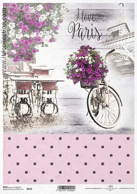 DECOUPAGE PAPIR RIŽEV A4,I LOVE PARIS